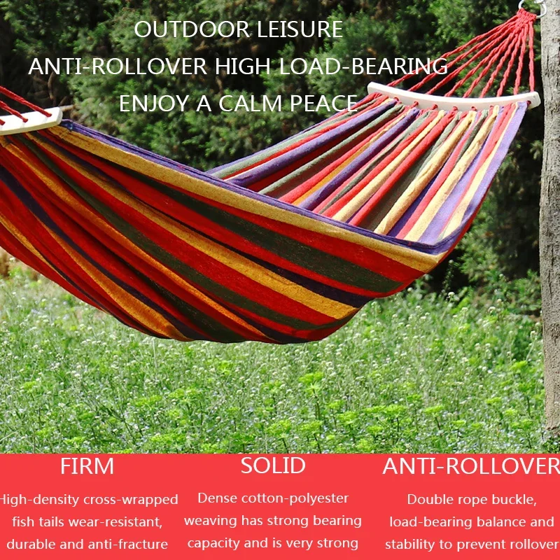 Portable Outdoor Camping Anti-rollover Hammock Travel Camping Swing Canvas Belt Mat Hanging Sheet Double Swing Hammock