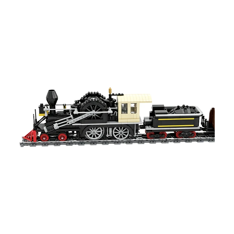 MOC Vintage 19th Century Steam Locomotive Building Blocks Set Classic Railway Engine Model Adult Collector Display Gift