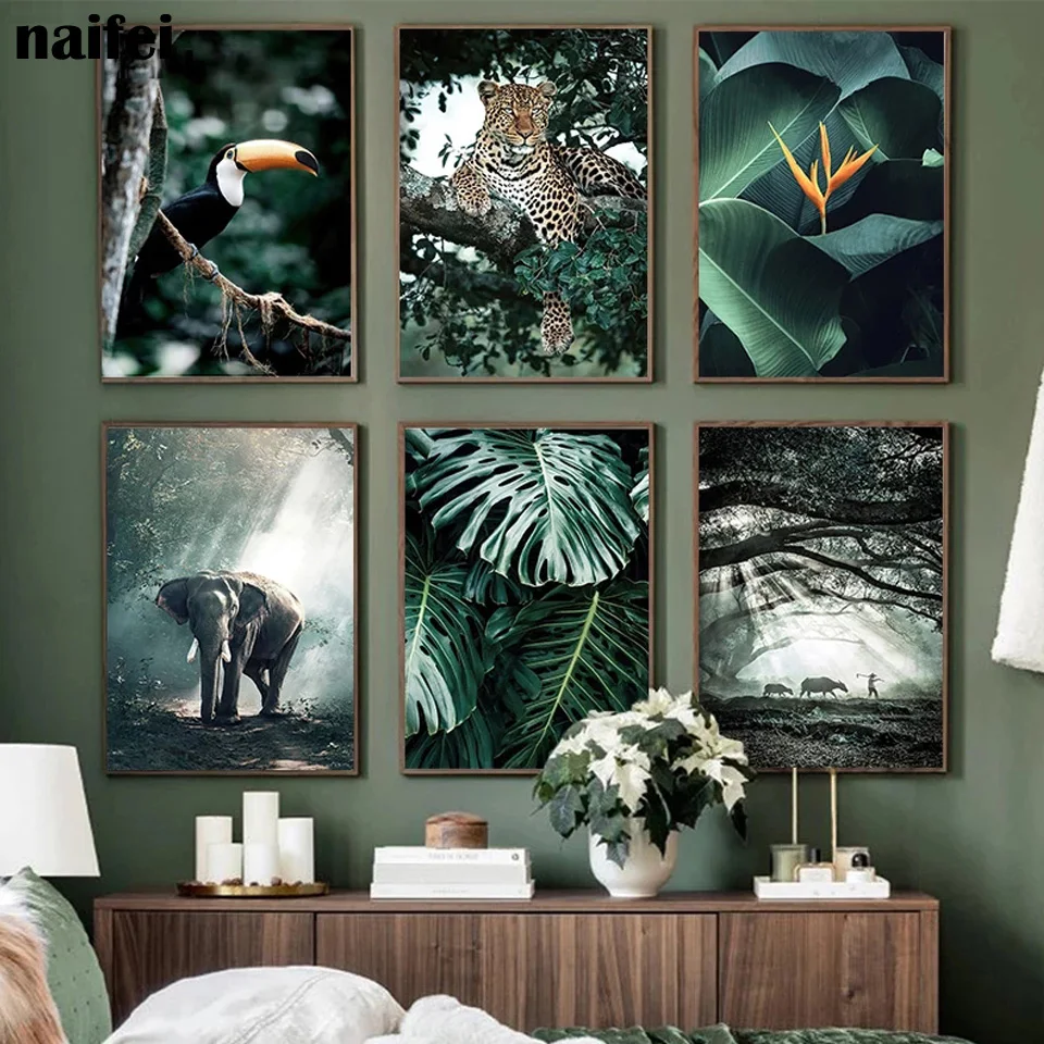 5d diy diamond painting Jungle Forest Picture Lion Tiger Elephant Leopard diamond embroidery Animal Flower Leaves Home Decor