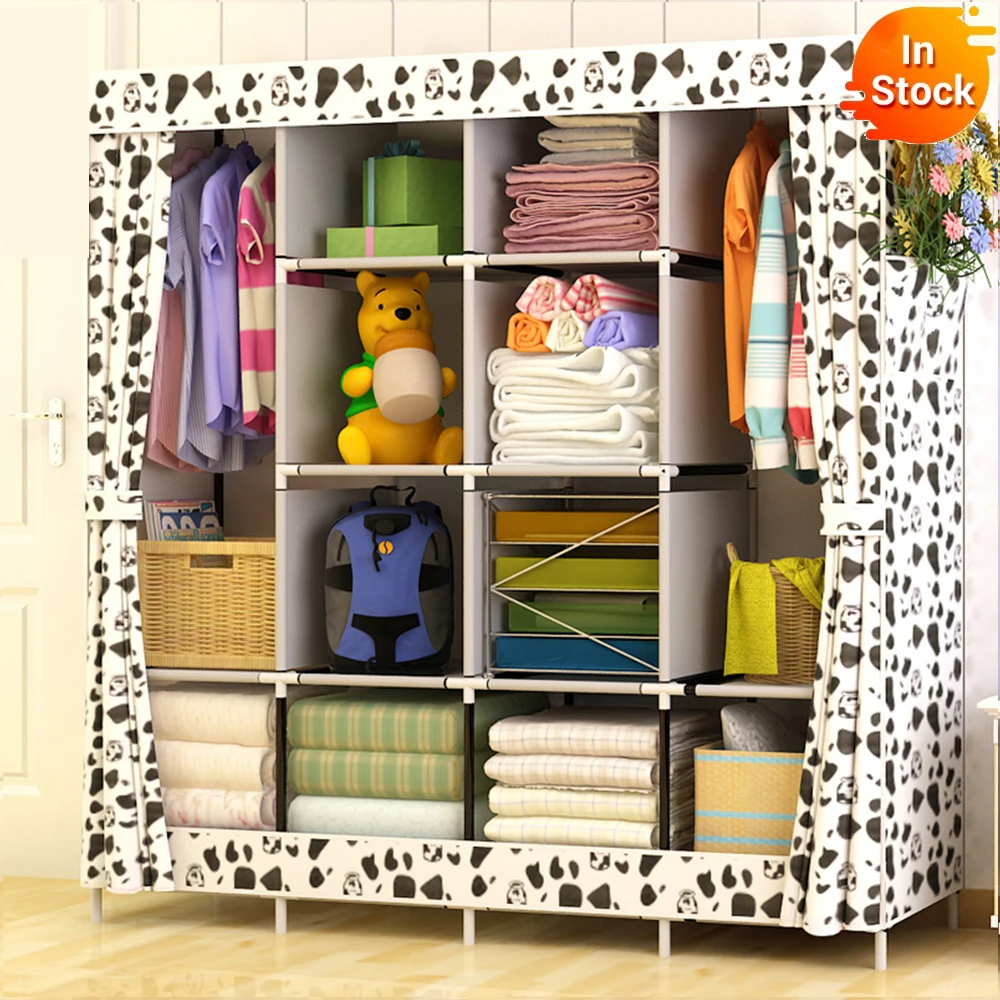 Delivery normal Large size Modern Simple Wardrobe Fabric Folding Cloth Storage Cabinet DIY Assembly Easy Install Reinforcement