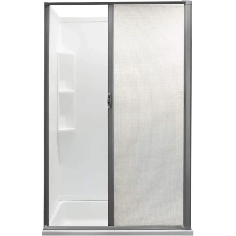 Retractable Rolling Shower Door Replacement | Woven Mesh with Vinyl (Platinum, 48