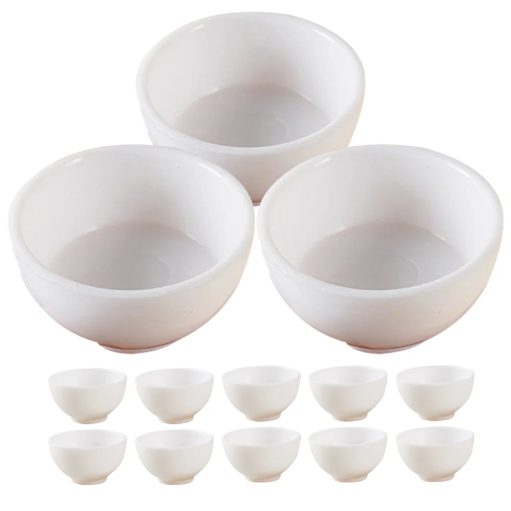Miniature Food and Play Little House Bowls White Plastic Miniatures Tiny Houses