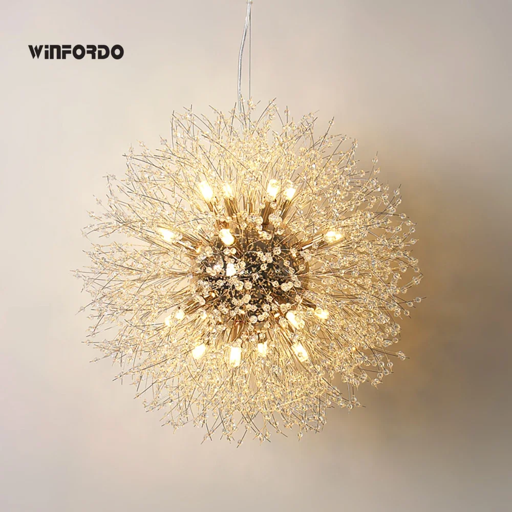 Imagem -04 - Retangular Cristal Led g9 Dandelion Chandelier Iluminação Lâmpada Pingente para Sala de Jantar Restaurantes Lojas Winfordo Wf-p92l