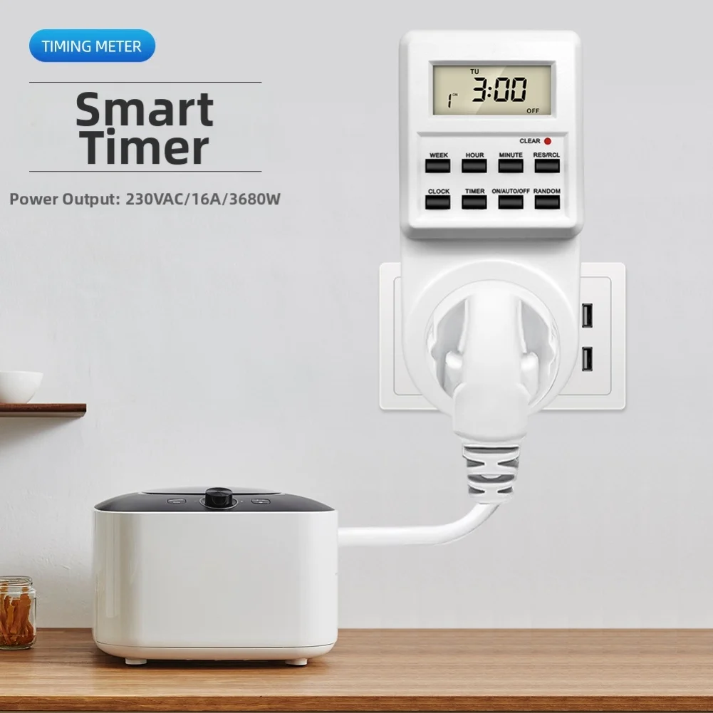 Smart Electronic Timer Switch with 12/24 Hour Format Random Time Function and Multi Day Scheduling for Energy Efficiency