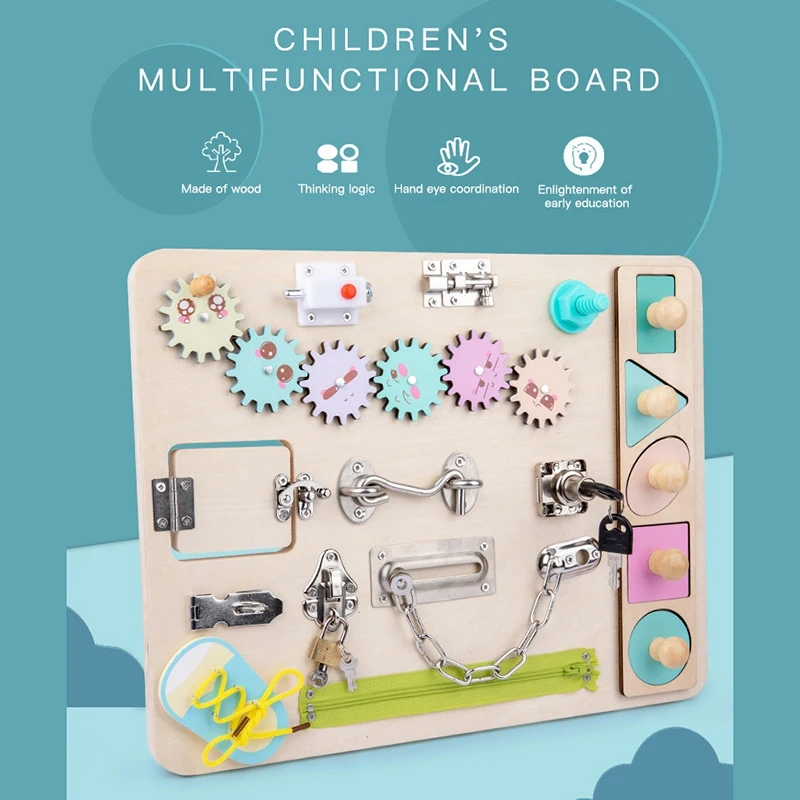 

HOT-Busy Board Unlock Toy Essential Educational Sensory Board For Toddlers Busy Board Intelligence Development