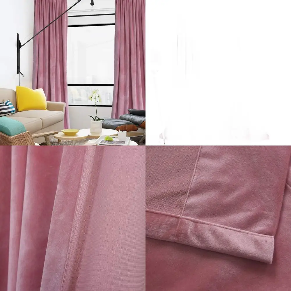 

Luxury Thermal Insulated Velvet Blush Curtains, 84 Length, W52 x L84, 2-Panel Set for Bedrooms & Living Rooms