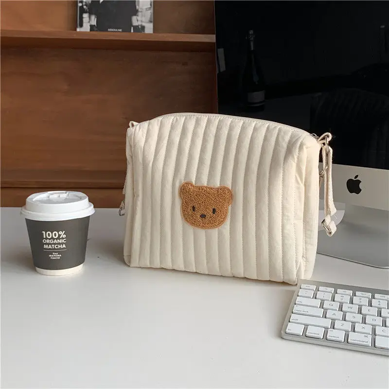 Bolsa organizadora de pañales para bebé, bolsa de aseo para pañales, bolsa de almacenamiento de maquillaje para cochecito, accesorios para bebés, oso