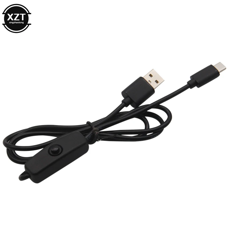 Cable de alimentación tipo C para Raspberry Pi 4, Cable de carga USB con interruptor de botón de encendido/apagado, 5V, 3A, para RPI 4, modelo B, RPI 4B