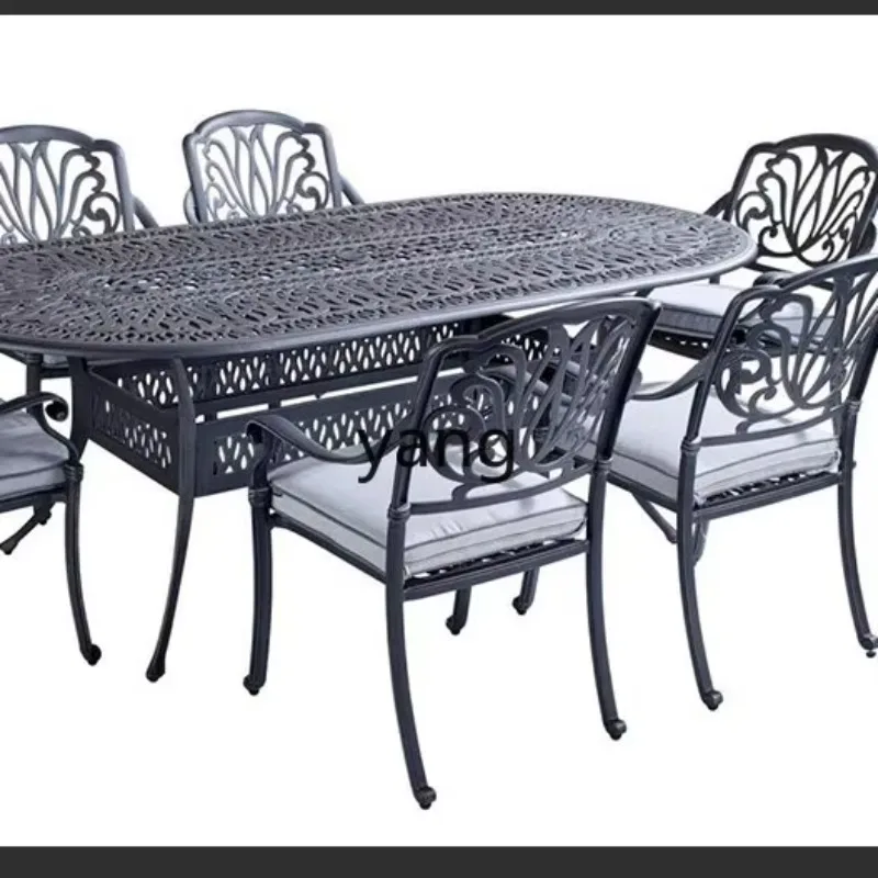 

LH Outdoor Long Table Outdoor Balcony Garden Outdoor Cast Aluminum Table and Chair
