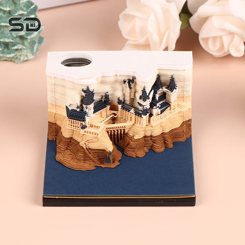 Magic Castle 3D Notepad 2025 Calendar Memo Pad Block Notes Creative Design Note Paper Stationery Accessories Novelty Gift