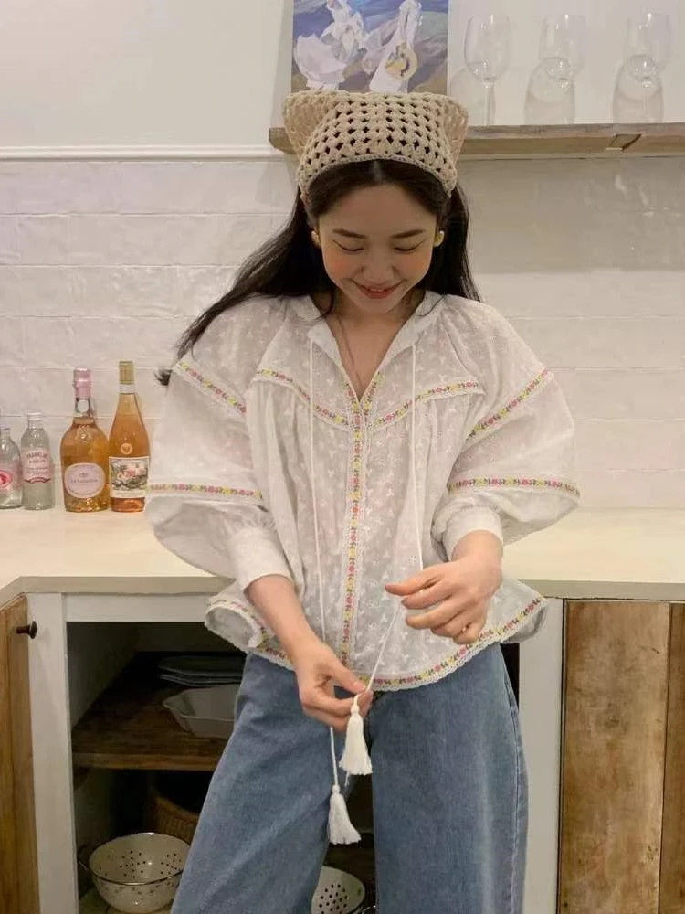 Summer Women Blouse Spring Shirt Female Woman Blouse Maxi Blusas Chiffon Casual Elegant Vintage Long Sleeve Oversize Loose White