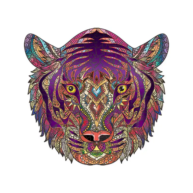 High Quality Wood Jigsaw Puzzle Animal Tiger 3D Wooden Puzzles for Adults Montessori Educational Toys Children Board Game Gift