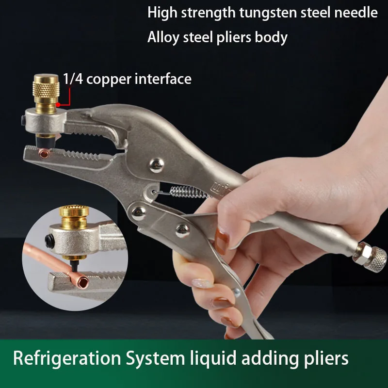 Copper Pipe Plus Alicate Válvula Braçadeira Refrigerante Recuperação Braçadeira ar Condicionado Tubo Travando Alicate Reenchimento Alicate