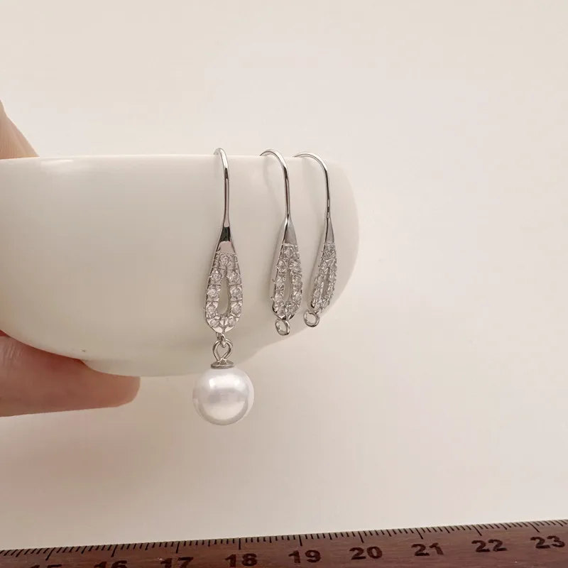1Pair Solid 925 Sterling Silver Earring Hooks 25mm with Open Jump Ring DIY Accessories Making Components Making