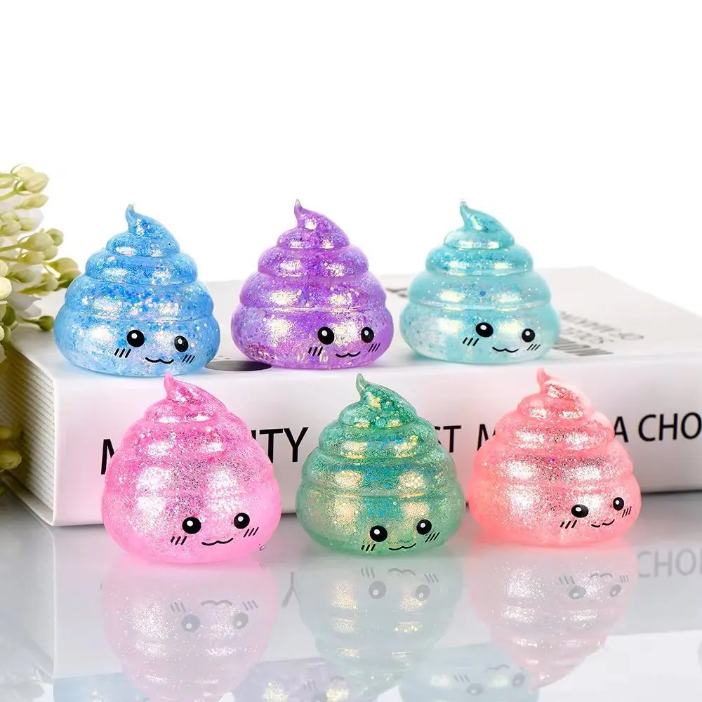 Novelty Squishy Poo Stress Ball Squishies Toys Glitter Funny Stretch Squeeze Fidget Toys Fans Gift image 2