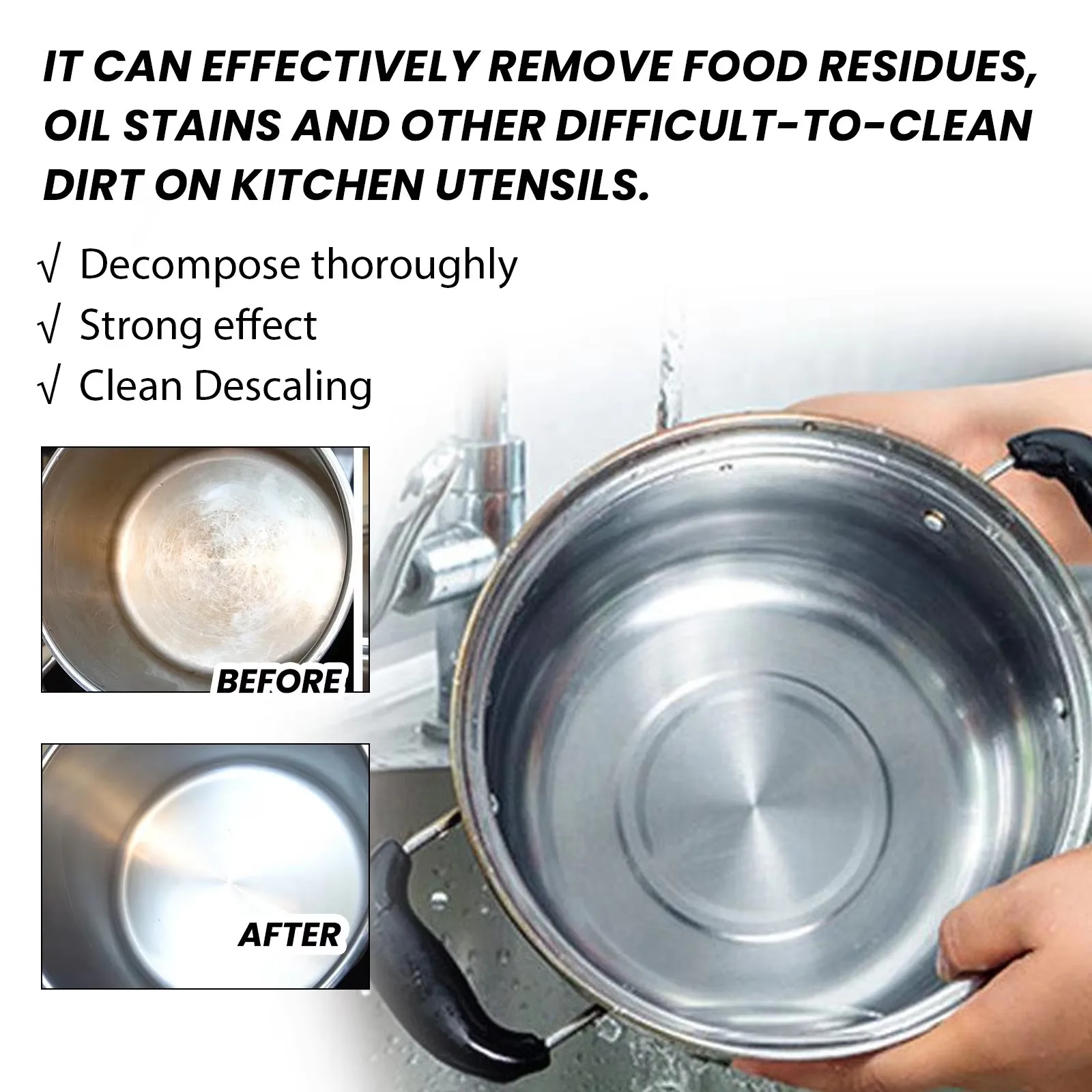 Cookware Cleaning Cream Kitchen Heavy Oil Cleaning Grills Ovens Grease Cleaner Pot Pan Scale Remover Heavy Dirt Cleaning Agent