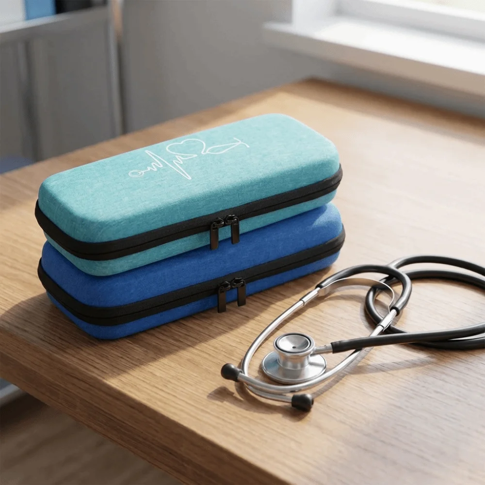 Portable EVA Stethoscope Storage Bag Hard Shell Empty Stethoscope Carrying Case Zipper Shockproof Nurse Case Office