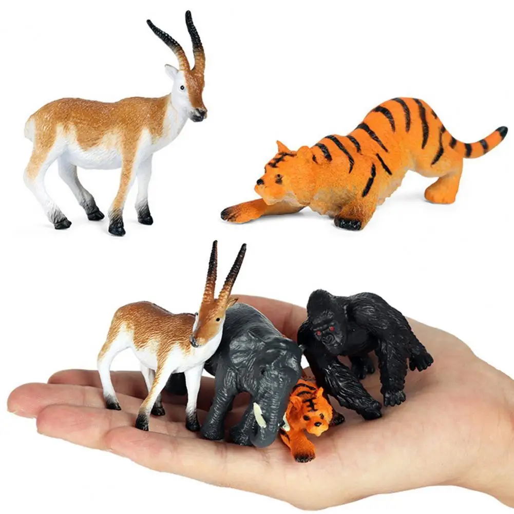 6Pcs Lovely Fade-less ABS Action Figure Toy Action Figure Toy Zebra Rhinoceros Hippo Elephant Antelope Chimpanzee Combo