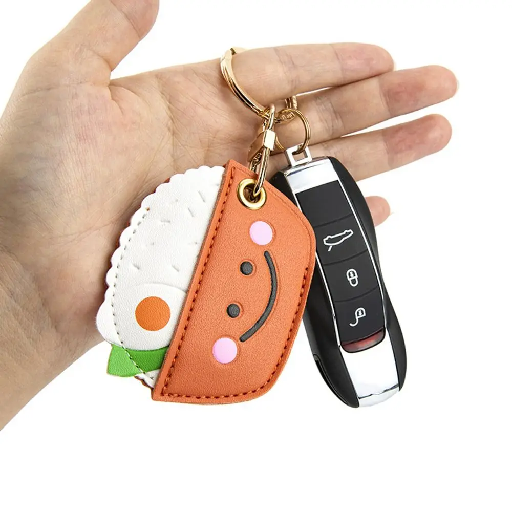 Campus Badge Card Holders with Keychain Kawaii Cartoon Cheese Access Control Card Protection Cover Couple Gift For Airtag