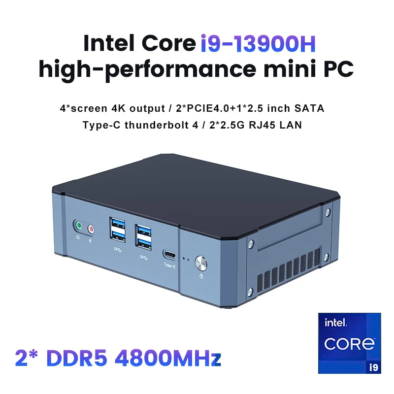 13th Gen Gamer Mini PC I9 13900H I7 13700H Thunderbolt 4 2 * DDR5 2 * PCIE4.0 Mini PC de jeu ordinateurs de bureau 2*2.5G LAN Mini ordinateur WiFi6