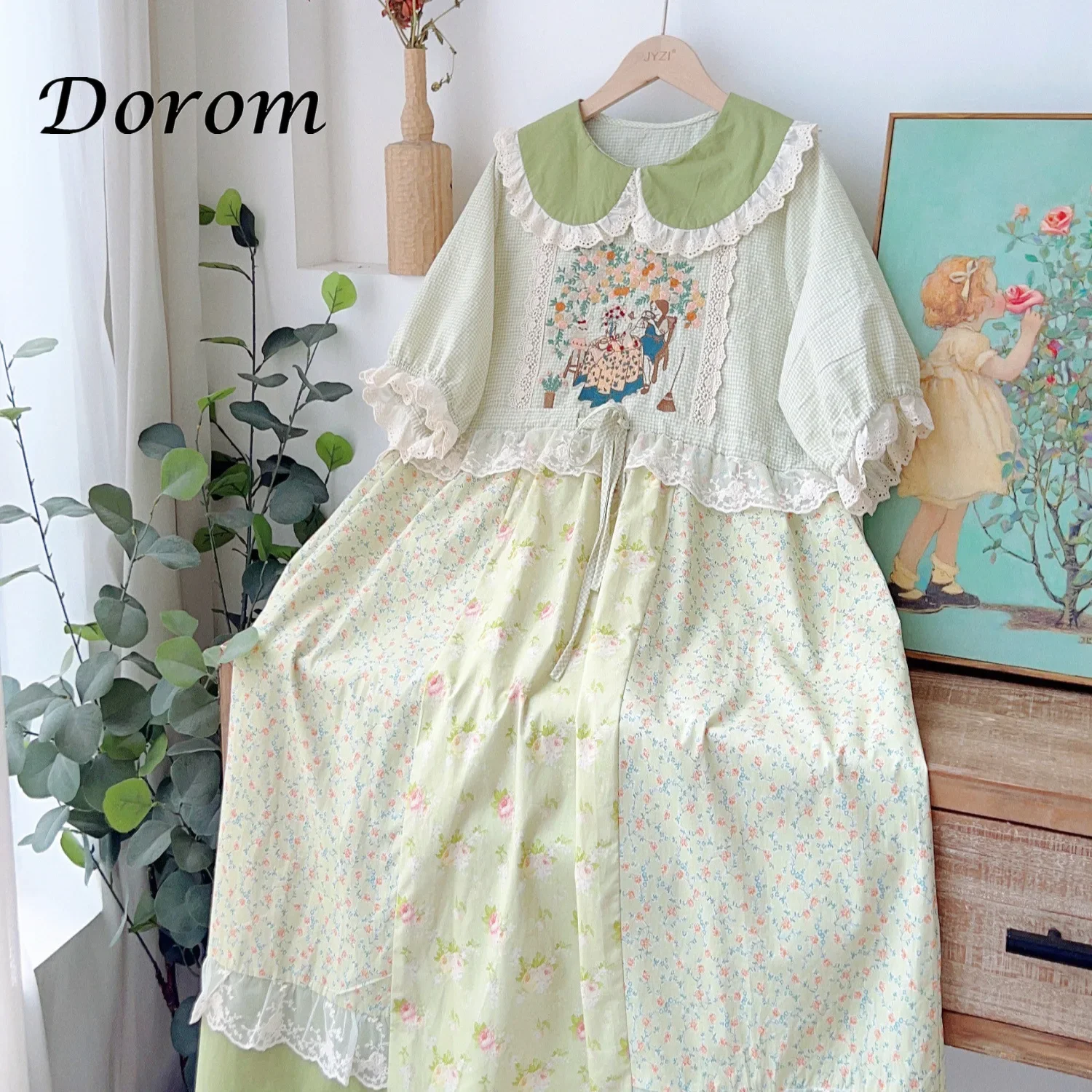 Sweet Vintage Peter Pan Collar Patchwork Lolita Dress donna Summer Mori Girl abito longuette allentato elegante stile Preppy Kawaii Clothe