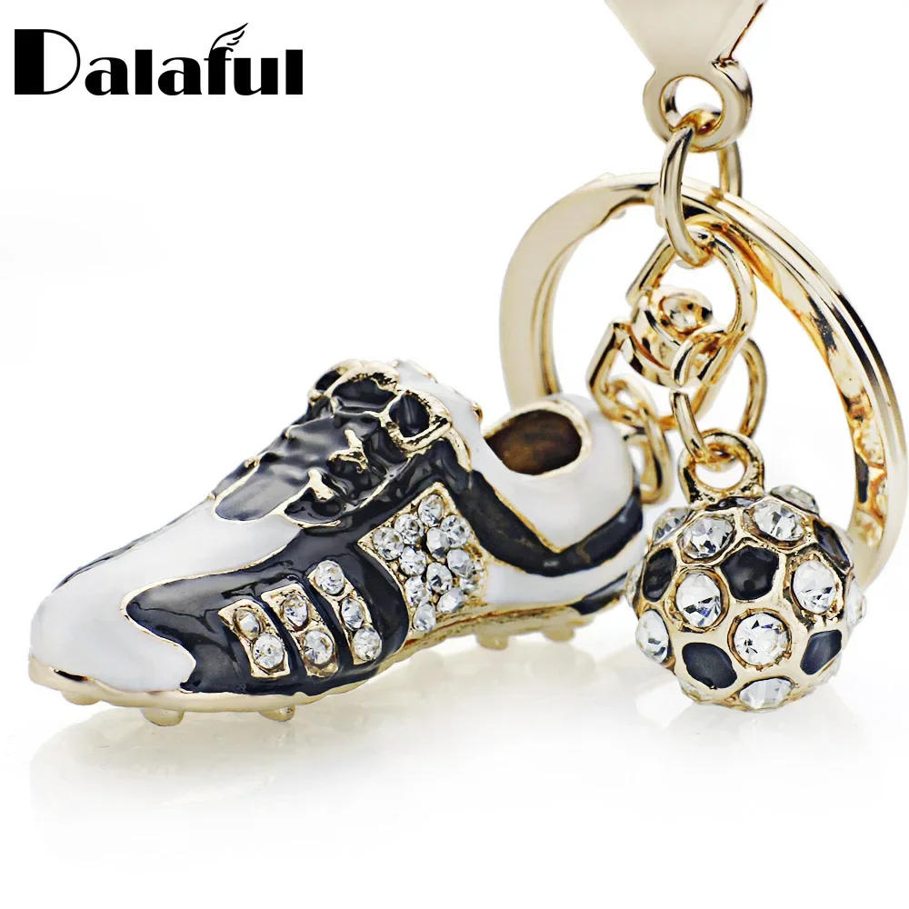 Crystal Football Soccer Shoes Rhinestone Keychains For Car Purse Bag Buckle Pendant Keyrings Key Chains Women Gift K258