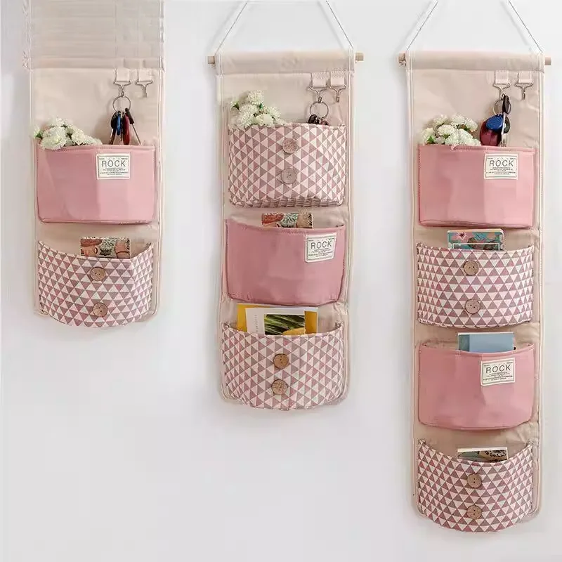 

Милая тканевая настенная сумка-органайзер для хранения мелочей, для двери, из хлопка, настенная, для общежития