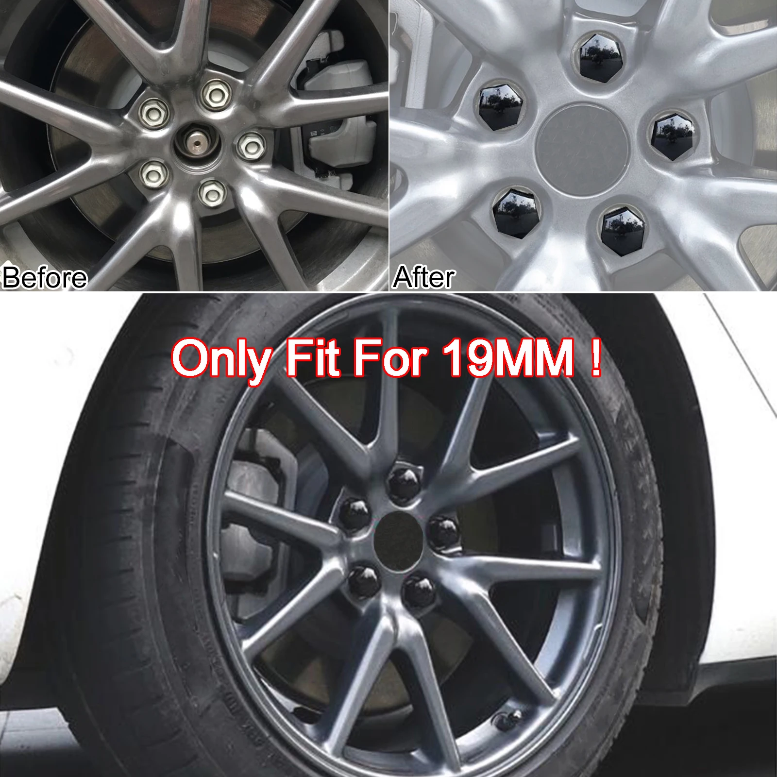 20pcs 19MM Car Wheel Nut Caps Protector Hub Tighten Cover Tyre Nut Bolts Outward Decoration Studs Hub Cap For Sedan Compact SUV