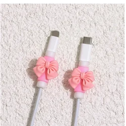 Cartoon Bow Cable Protector Cover for Iphone 13 12 11 Series Universal Phone Charger Headphone Cord Protector Accessories