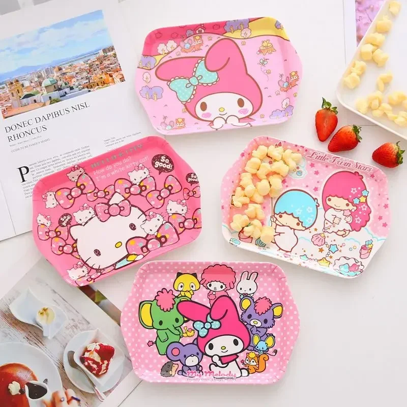 Hello KittyFruit plate living room home cartoon cute small tray plastic children snacks snacks small plate square plate