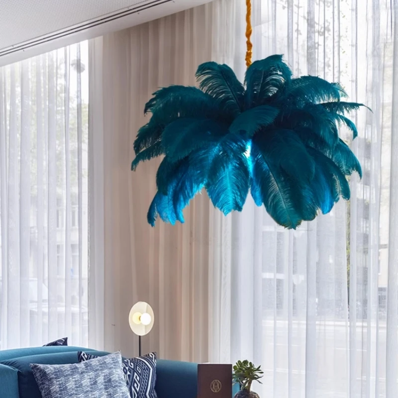 nordic ostrich feather lampada led luzes pingente sala de estar home decor quarto iluminacao interior lustre luminaria suspensa 01