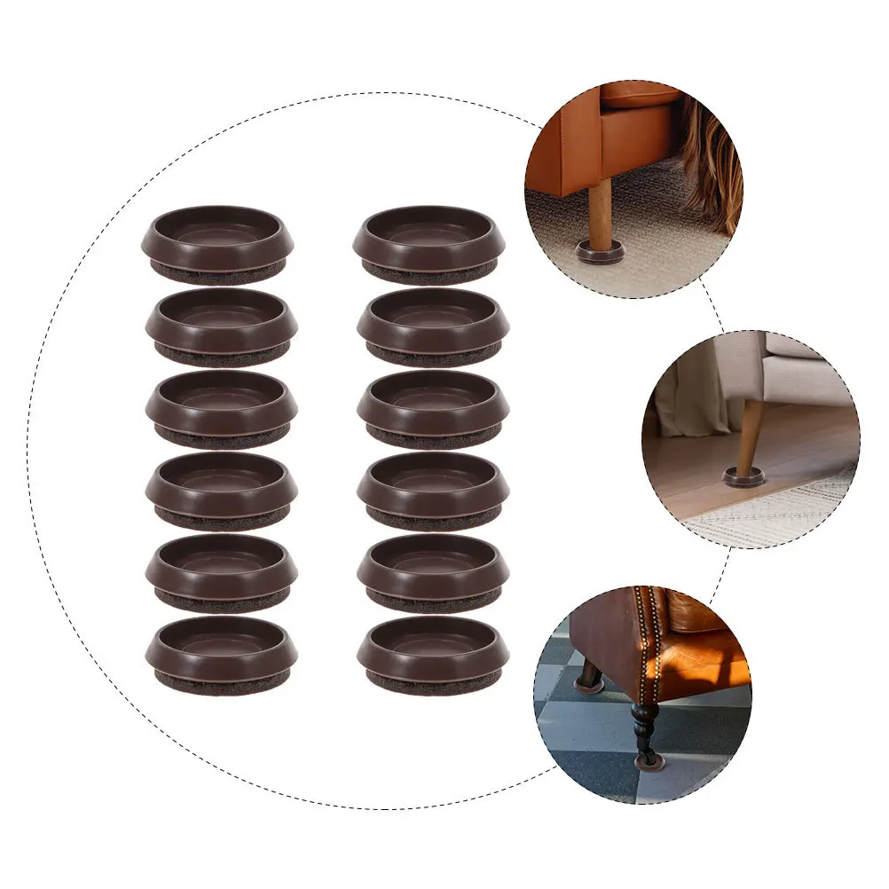

12pcs Anti-Slip Caster Cups 1.5 Inch Furniture Feet Pads For Hardwood Floors Chair Stoppers Floor Protectors Felt Chair Wheel