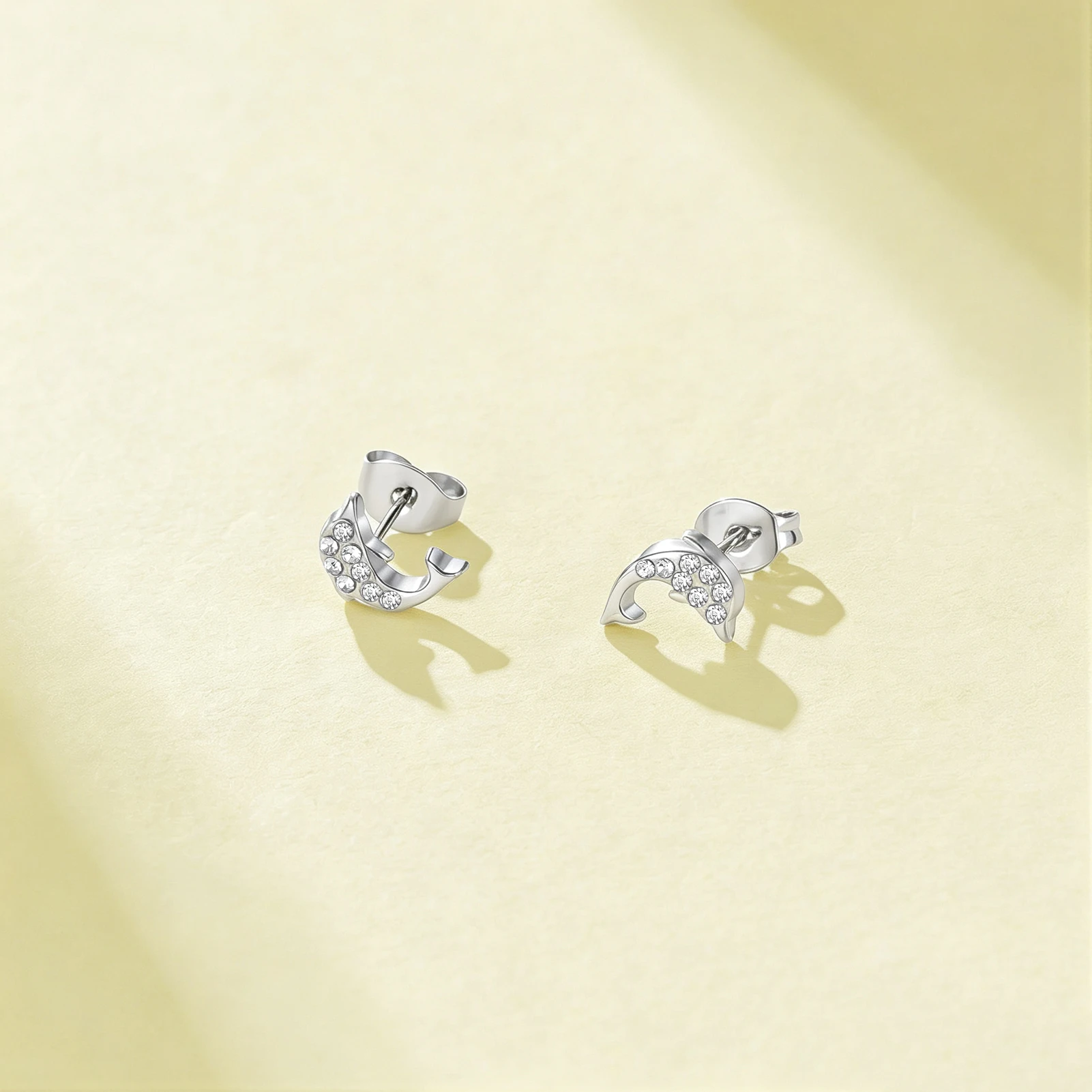 Eueavan 3D Delfin Strass Ohrstecker Ozean-Tier Schmuck mit Kristallen Besetzt Niedliche Frische Edelstahl Strandgeschenke Großhandel – Detail 7