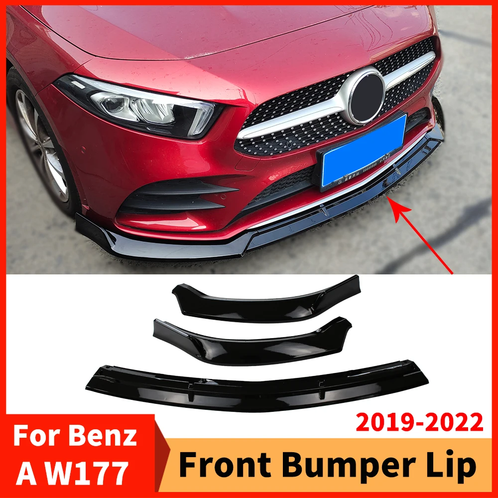 

Front Bumper Lip Chin Splitter Body Kit For Mercedes Benz A class Like W177 A180 A200 A250 Exterior Part Refit 2019-2022 Tuning