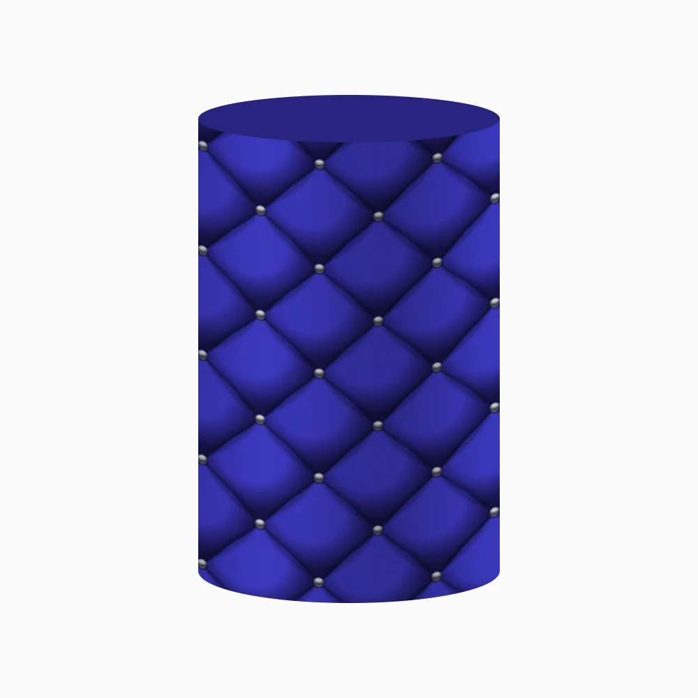 Blue Crown Cylinder Cover Backdrop Baby Shower Kids Birthday Cylinder Plinth Pedestal Cover Backgrounds Decor Custom Elastic