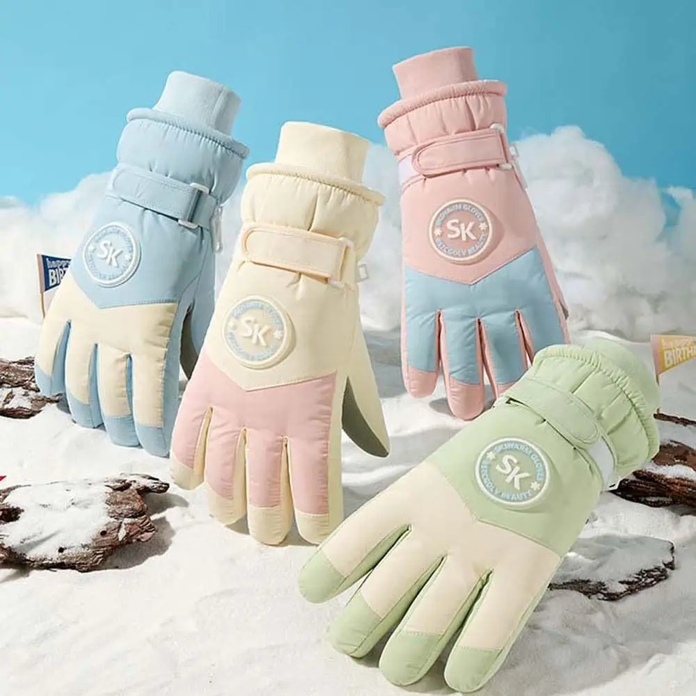 Oxford Cloth Thickened Gloves Coral Fleece Soft Ski Anti-cold Mittens Warmer Anti-splash Water Unisex Windproof Gloves Winter