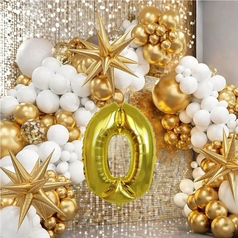 

Carnival party decoration matte gold and blue latex balloons 32-inch digital balloon props party decoration tools balloon chains