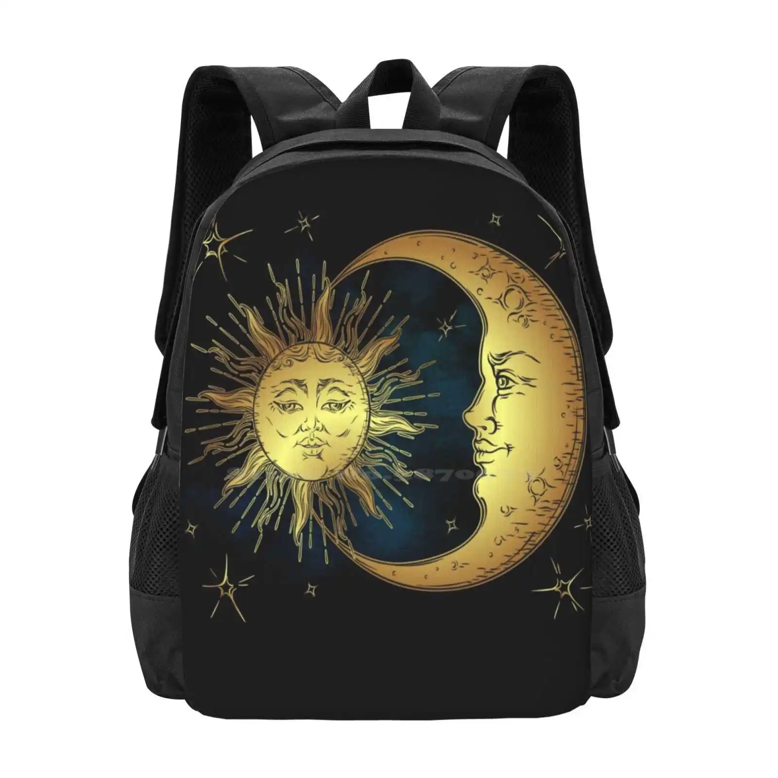 The Sun , Moon And Stars Fashion Pattern Design Travel Laptop School Backpack Bag Sun Moon Stars Night Sky Celestial Mystic