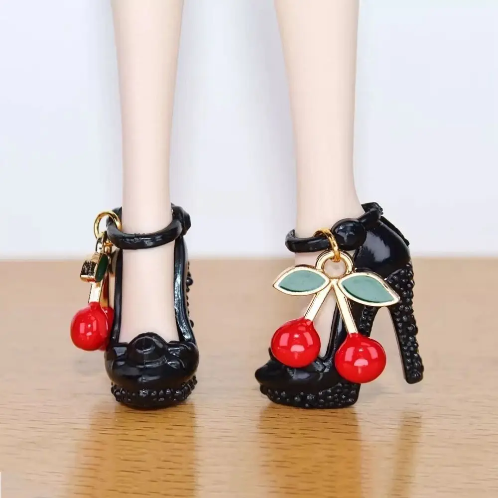 Black Red Cherry Plastic Doll High Heels 1/6 Doll Shoes High Heels Boots Super Model 30cm Figure Doll Sandals Female Doll Boots