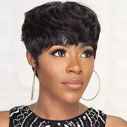 Hair Extensions Synthetic Fiber Fashion African Wigs for Women Natural Breathable Head Cover Hat Black Short Curly Ladies Wig