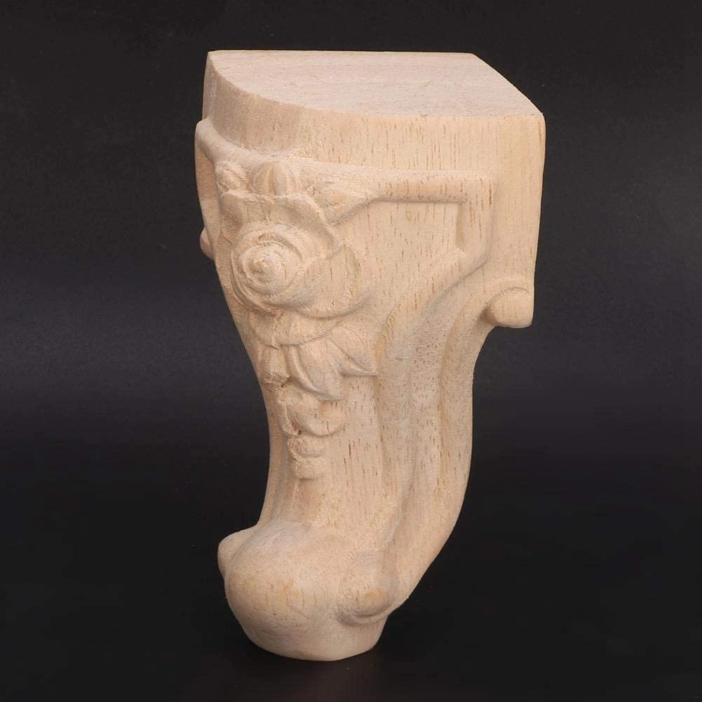 

4 Pcs Furniture Legs Wood Carved Table Foot Sofa Feet (15X6cm)_N38R