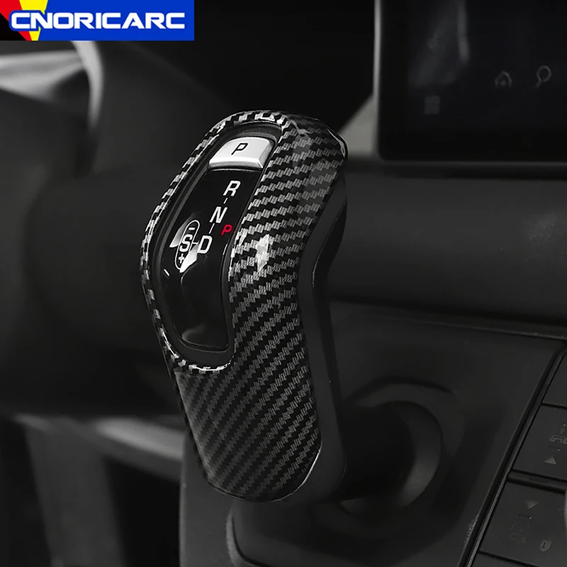 

Carbon Fiber Black Color Car Gear Shift Head Cover Trim Decoration For Land Rover Defender 110 2020-2022 Interior Accessories