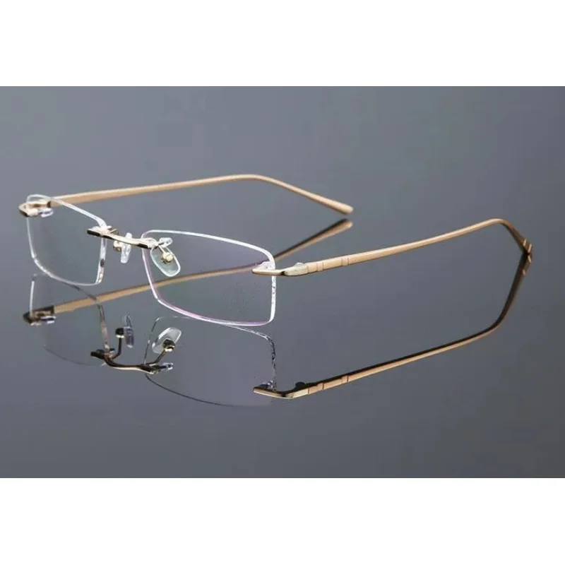 Memory Titanium Reading Glasses Retro Fashion Rimless +50 +75 +100 +125 +150 +175 +2 +250 +3 +350 +375 +400 +425 +450 +475 +500