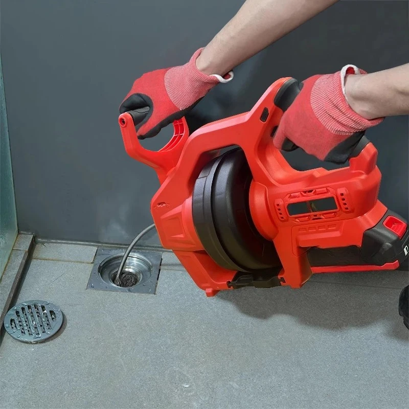 20V Portable Electric Drain Auger Auto-Feed Drain Cleaning Machine Drain Snake for Kitchen Bathroom Sink