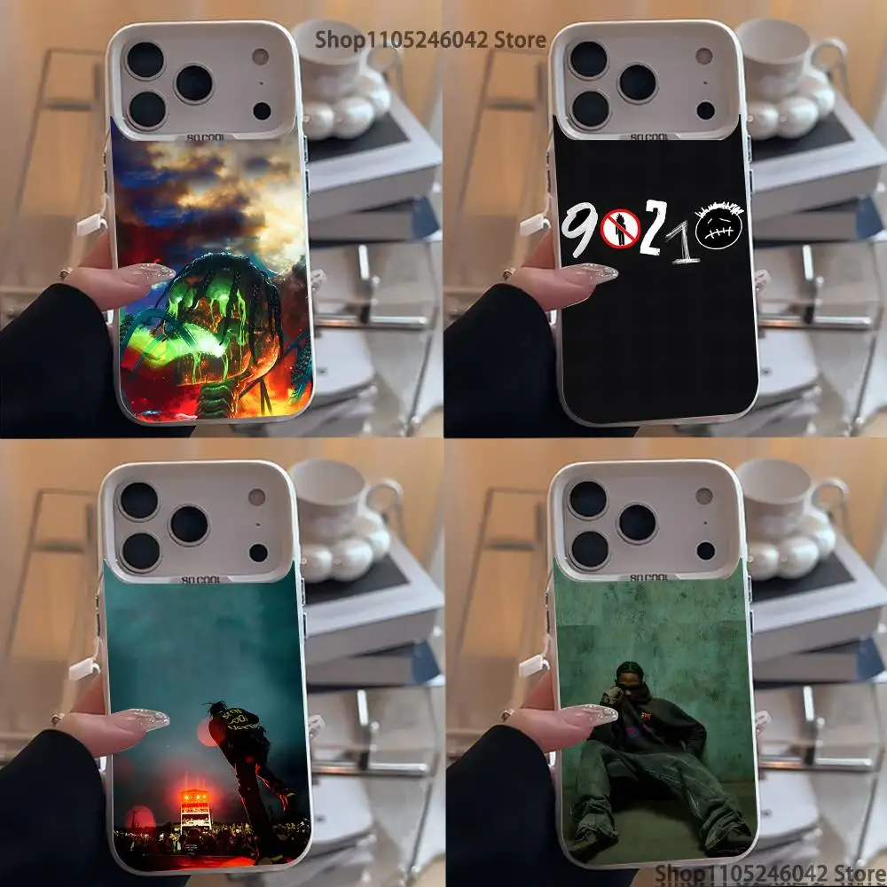 C-Cactus J-Jack Travis Scott Branco Matte Capa de telefone à prova de choque para iPhone 17,16,15,14,13,12,11,Pro,XS,Max,Plus,Mini,SE4,E