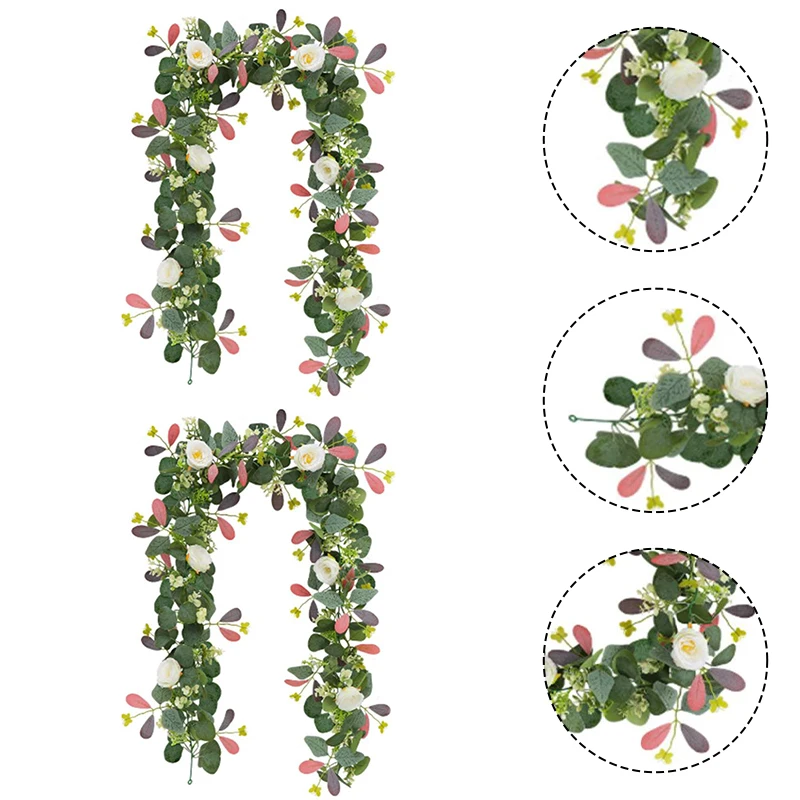 

2PCS Fake Flower Rattan Simulation Floral Rattans Arrangement Outdoor And Indoor Weddings Garden Home Decoration