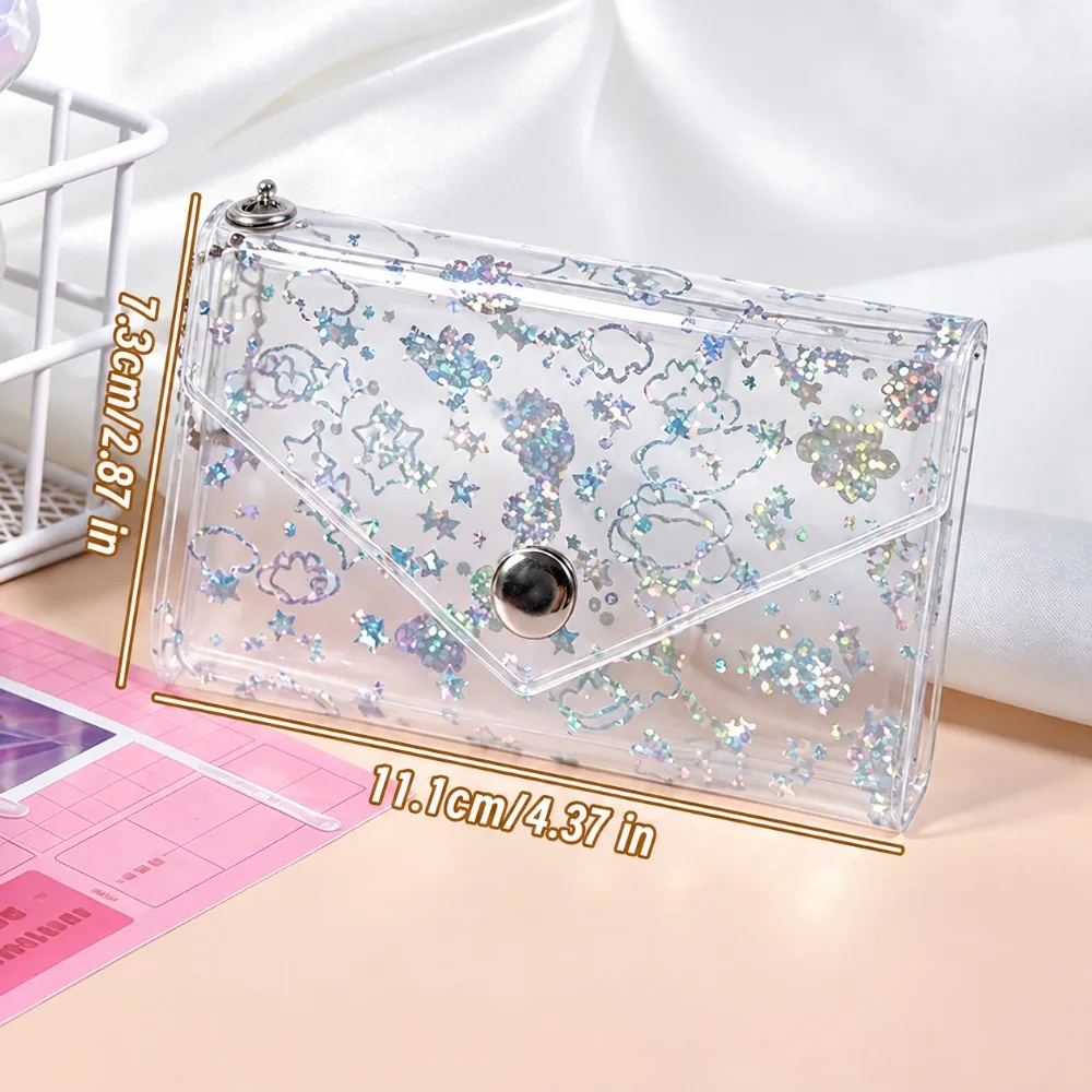 Stylish Starlight Glitter Finish Card Holder Multi-Purpose PVC Card Case Transparent Binder Pouches Travel