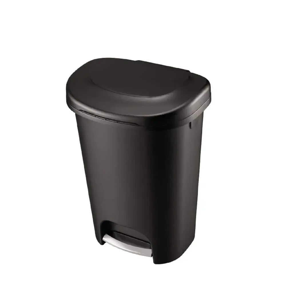 

Black Foot Pedal Trash Can 13 Gallon Garbage Bin Waste Basket