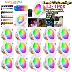 12-1 szt. Żarówka LED RGB Tuya Możliwość przyciemniania Downlight Spotlight Lampa kompatybilna z Bluetooth 10/15W Sterowanie aplikacją GB + CW + WW Inteligentna lampa