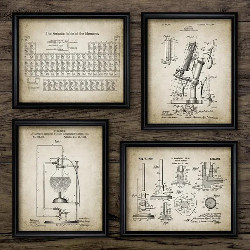 

Chemical Element Vintage Posters Print Science Wall Art Pictures Periodic Table Laboratory Decor Chemistry Art Canvas Painting